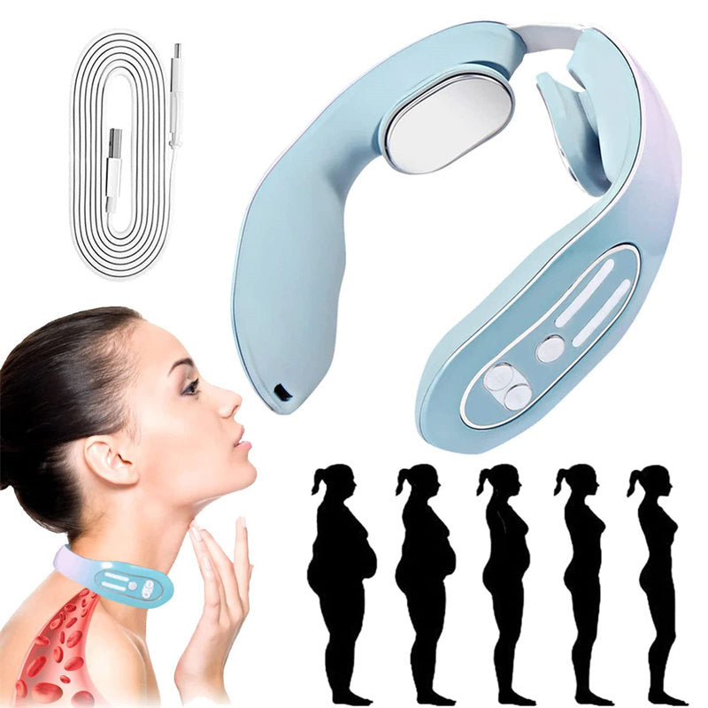 Heat Neck Massager | EMS Neck Acupoints Lymphvity Massager Device Intelligent Neck Massager With Heat Blue Hot Design