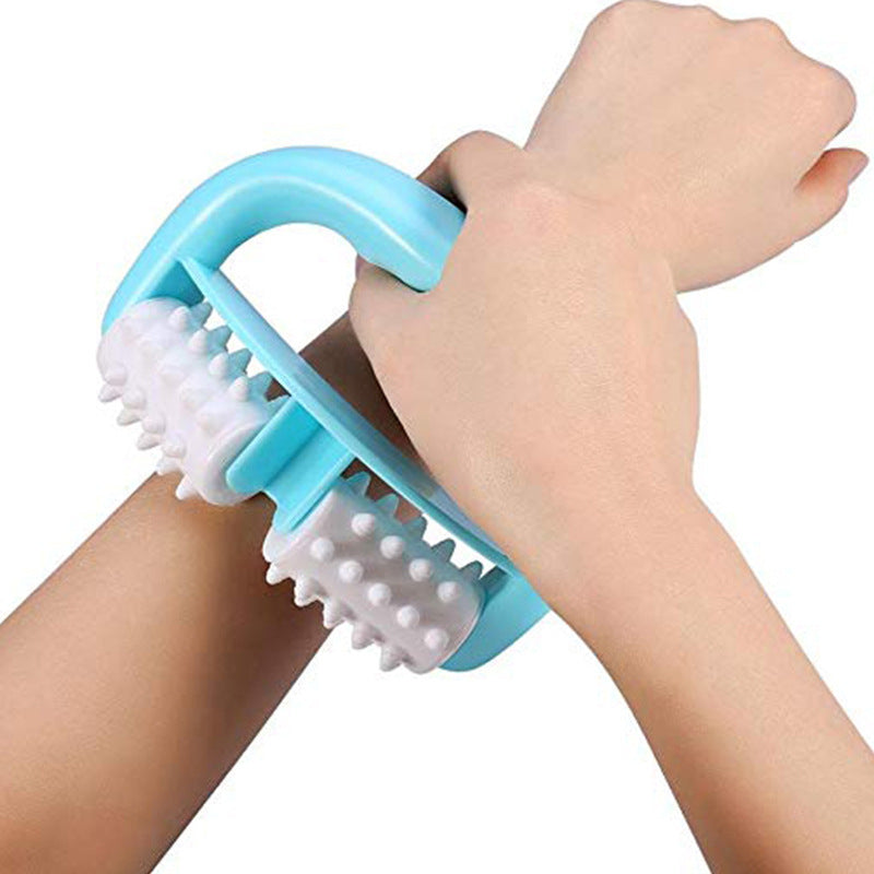 Hand hold double wheel plastic massager