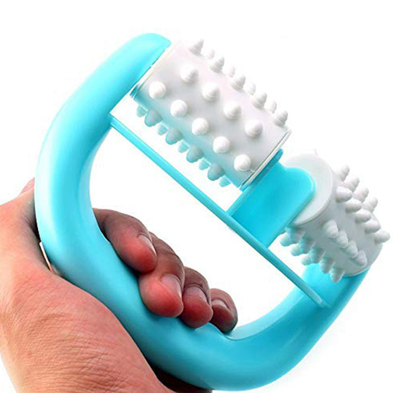 Hand hold double wheel plastic massager